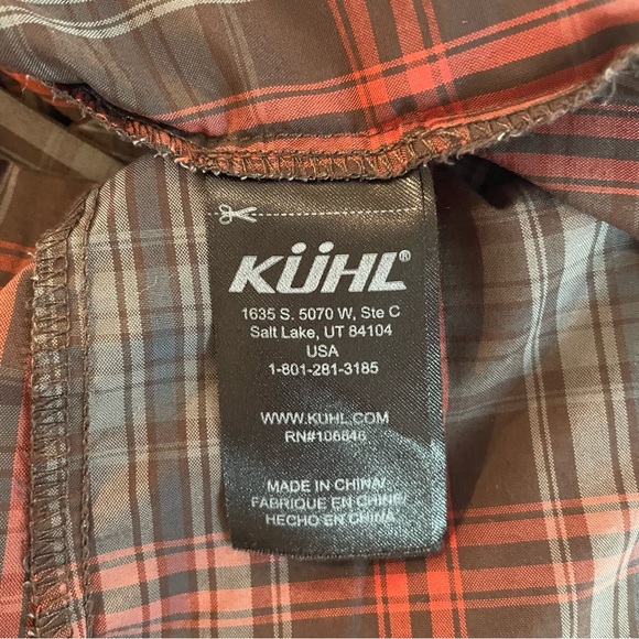 KUHL Men’s Mountain Grown Red Gray Plaid Flannel Button Down Shirt 27097 - Picture 7 of 9